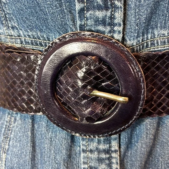 Nine West vintage eggplant purple 100% leather  weaved belt size large - Picture 2 of 11